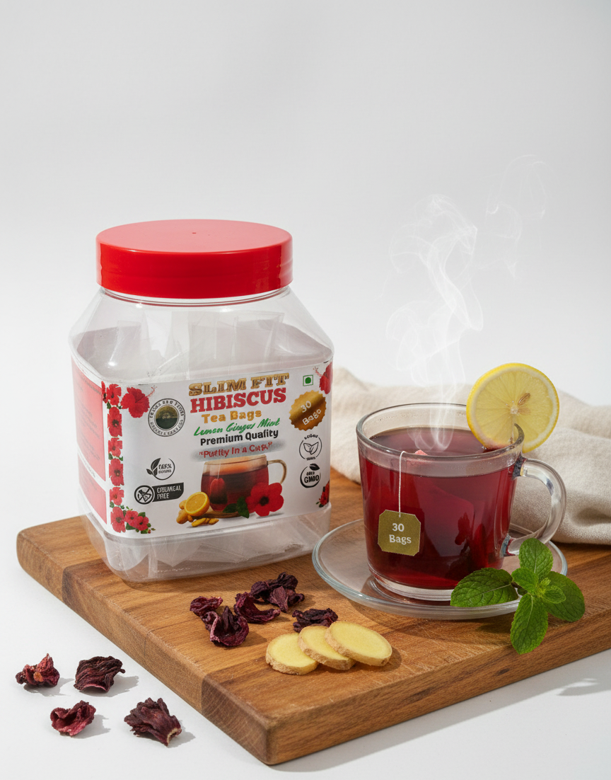Hibiscus Tea Bags with Lemon, Ginger & Mint (30 Bags)