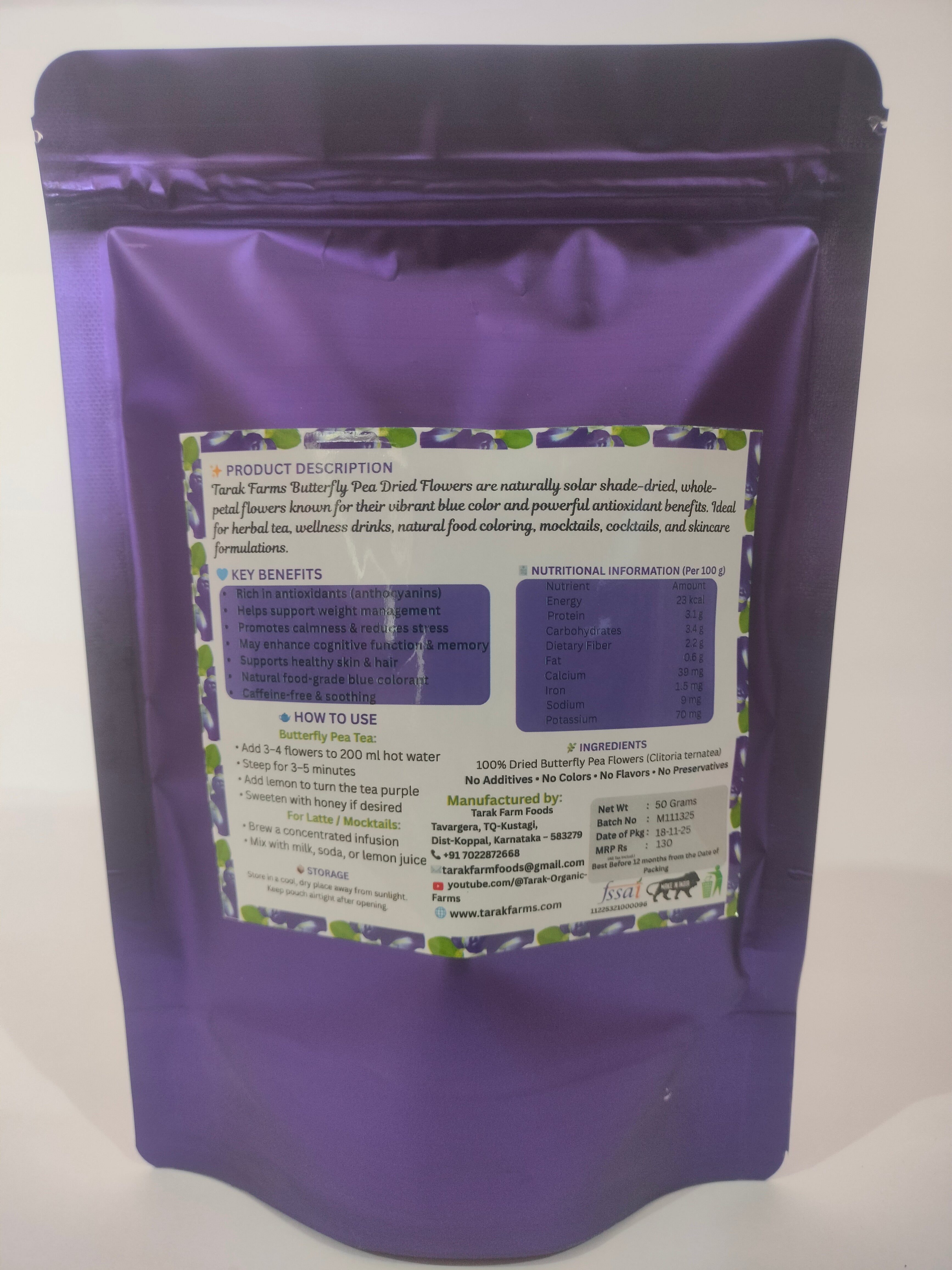 Butterfly Pea Flower - Pack of 2(50grams each).