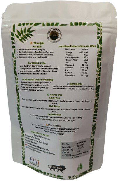Neem Leaf Powder – 100g | Pure, Natural & Farm-Grown